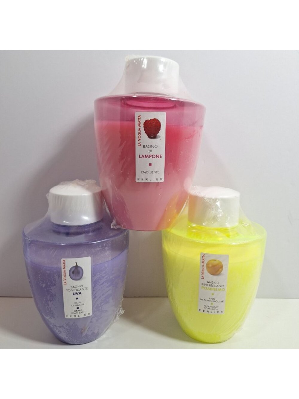 Perlier Bath Foam Raspberry Grape Grapefruit Moisturizing 16.9 Oz Lot